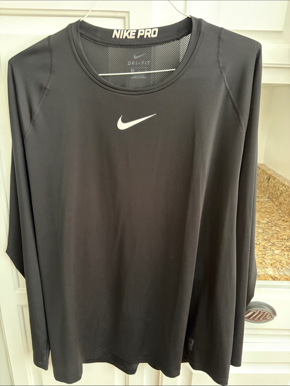 Nike Black Long-Sleeve Dri-FIT Training Shirt with White Swoosh